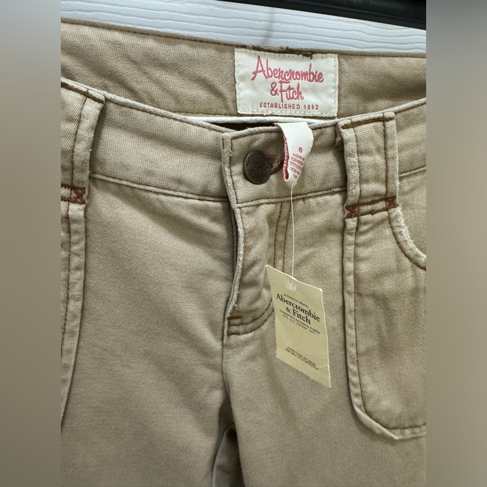 NwT Abercrombie & Fitch Womans 0 Brown Flap Pocket Flared Denim Pants Y2K - Picture 3 of 5